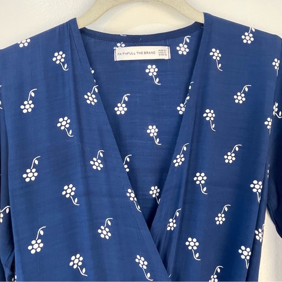 Wrap Dress by FAITHFULL THE BRAND Carmel Dress in Vineyard Print Vintage Blue - Picture 3 of 7